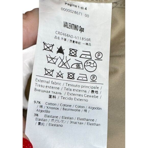 Valentino Womens Jacket Full Zip Peplum Shawl Collar Long Sleeve Buttons Beige 4 - Picture 6 of 10